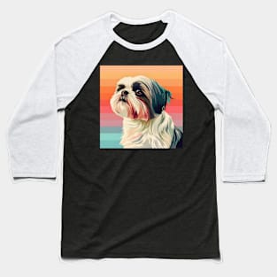 Retro Shih Tzu: Pastel Pup Revival Baseball T-Shirt